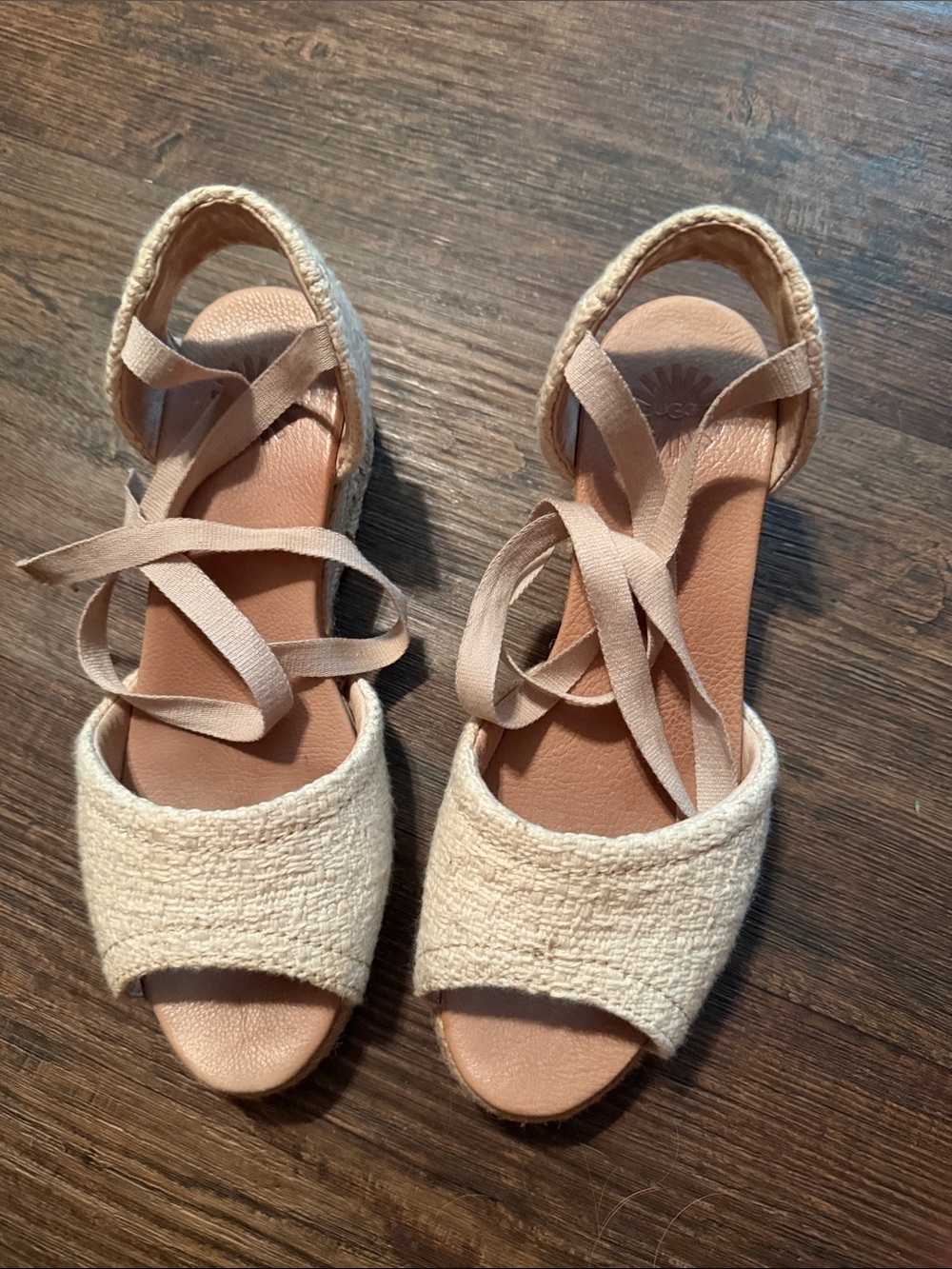 UGG Cream Woven Tie-Strap Sandals